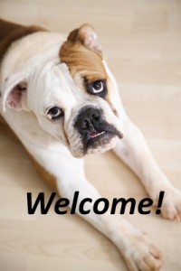 Dog welcoming prospective home buyers