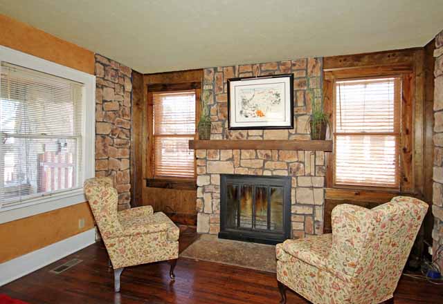 stone fireplace in midtown tulsa home for sale
