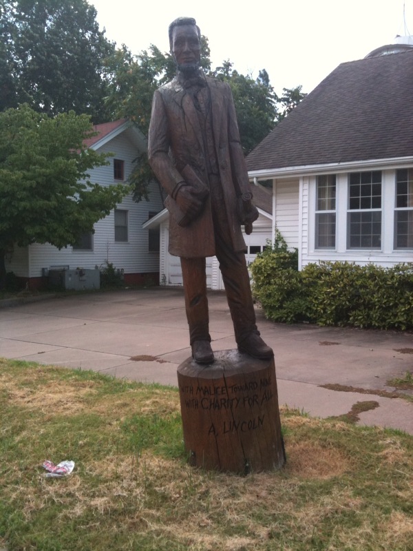 Wood-carved statue of Abe Lincoln