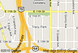 Map of Tracy Park, midtown Tulsa neighborhood on the National Register of Historic Places