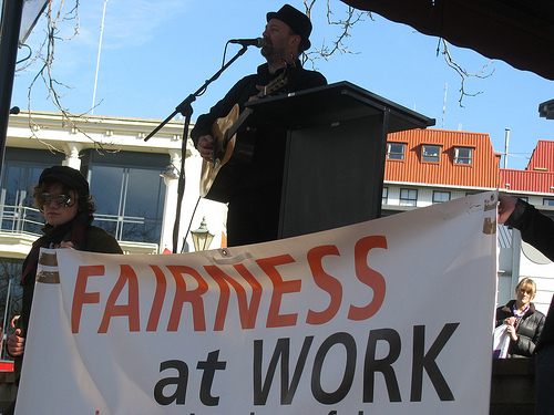 Union workers rallying for fairness at work!