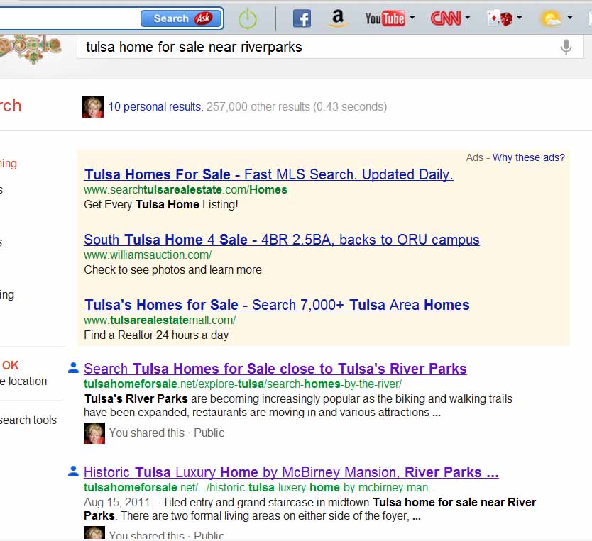 screen shot google tulsa home for sale near riverparks