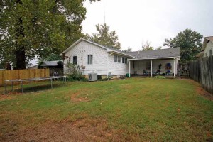 fenced back yard