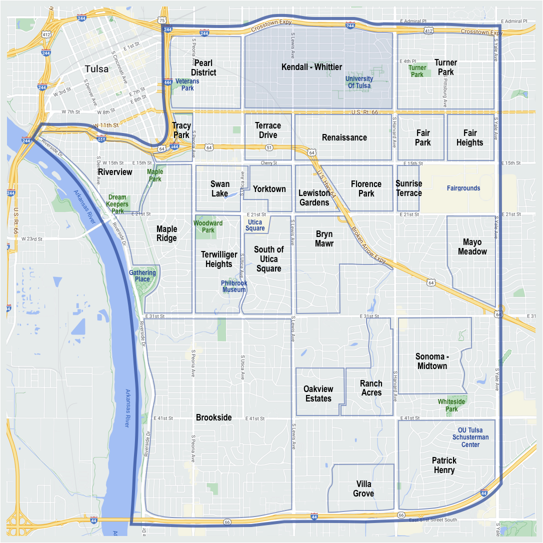 Kendall-Whittier Tulsa Map