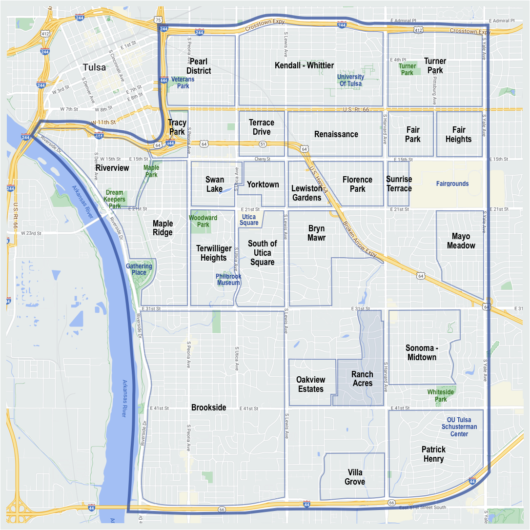 Ranch Acres Map Midtown Tulsa OK