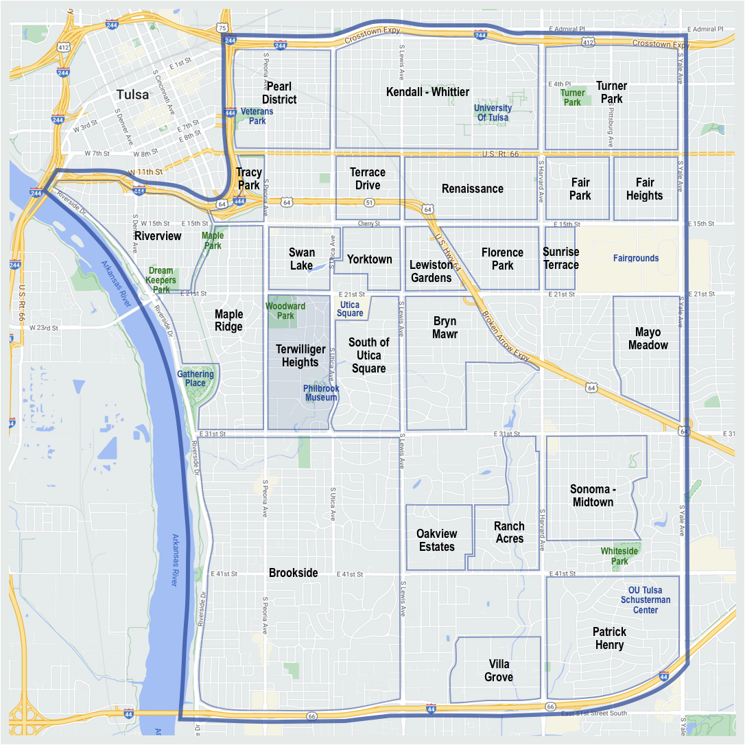Terwilleger Heights Tulsa Map